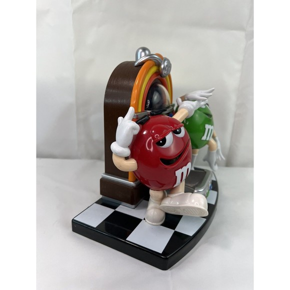 M&M Candy Dispenser‎ ROCKIN ROLL CAFE Mars Inc Red And Green M&m’s 9.5” x 7.5” - Picture 2 of 6